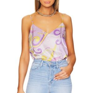 NWT L'AGENCE Jane Spaghetti Strap Top in Light Orchid Multi Saint Martin